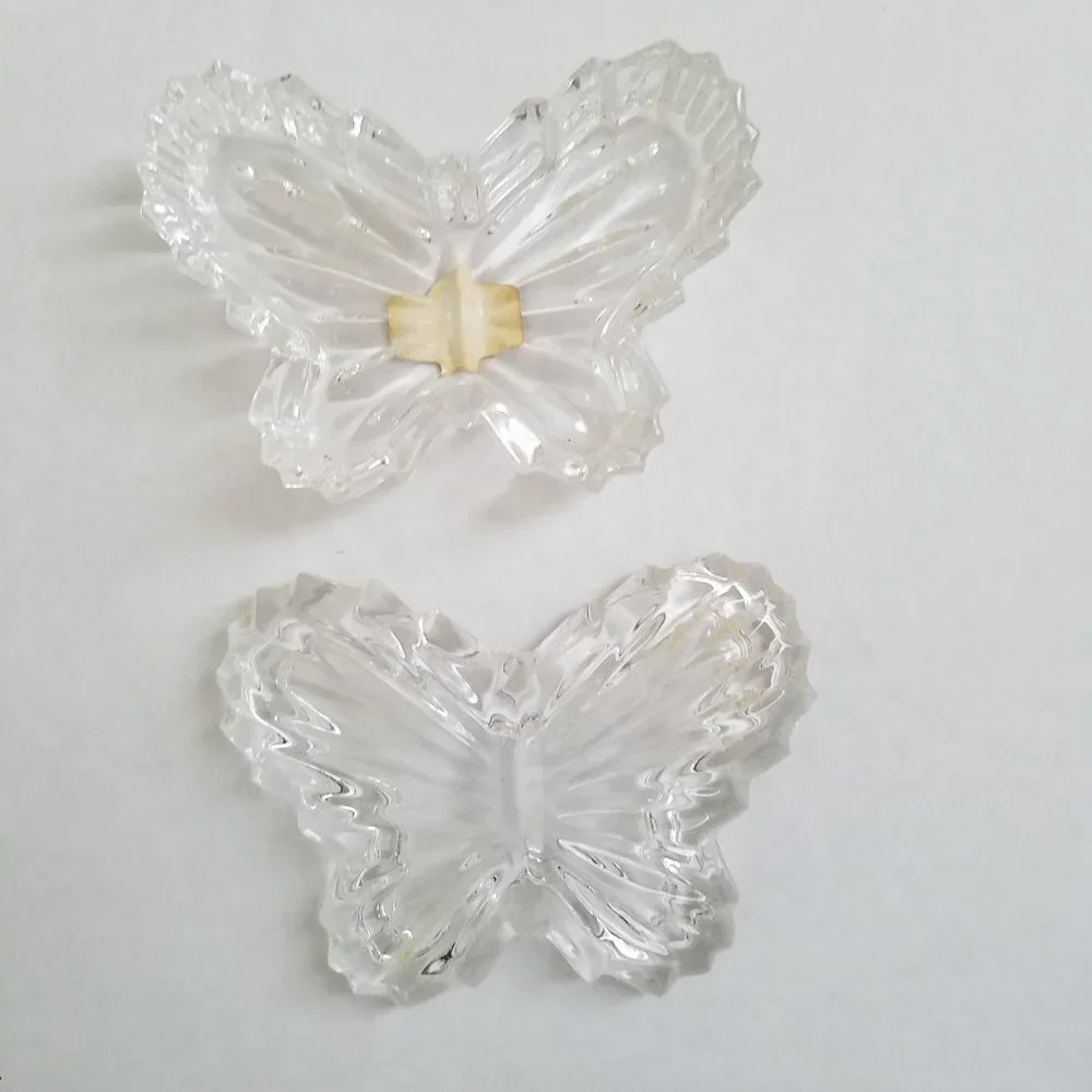 Zajecar 24% lead crystal butterfly trinket jewelry box,‎ made in Yugoslavia